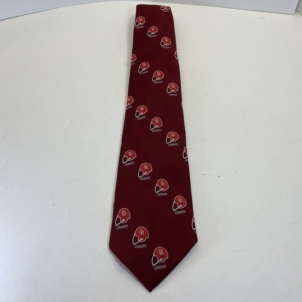 Vtg OU Oklahoma Sooners Football Helmet Red Neck Tie Hand-Made Talbott McCalls